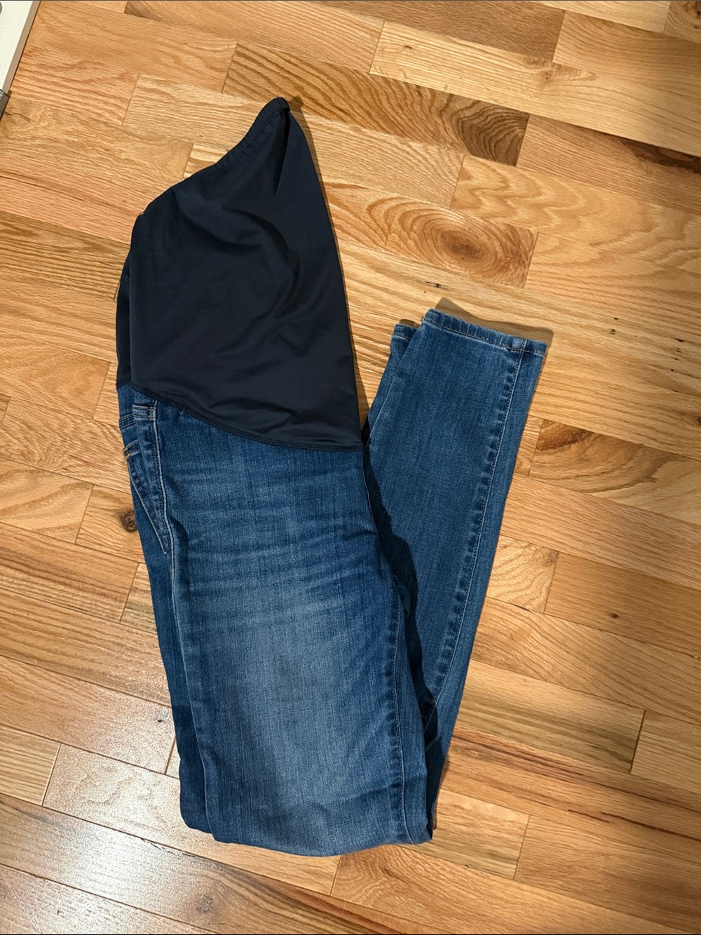 Madewell Dark Blue Skinny Maternity Jeans with Black Panel